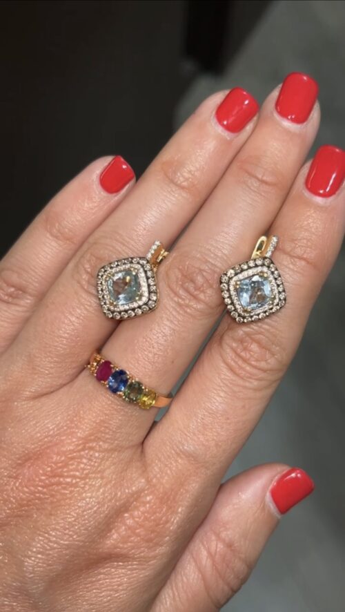 Pendientes vintage com topacio y diamantes