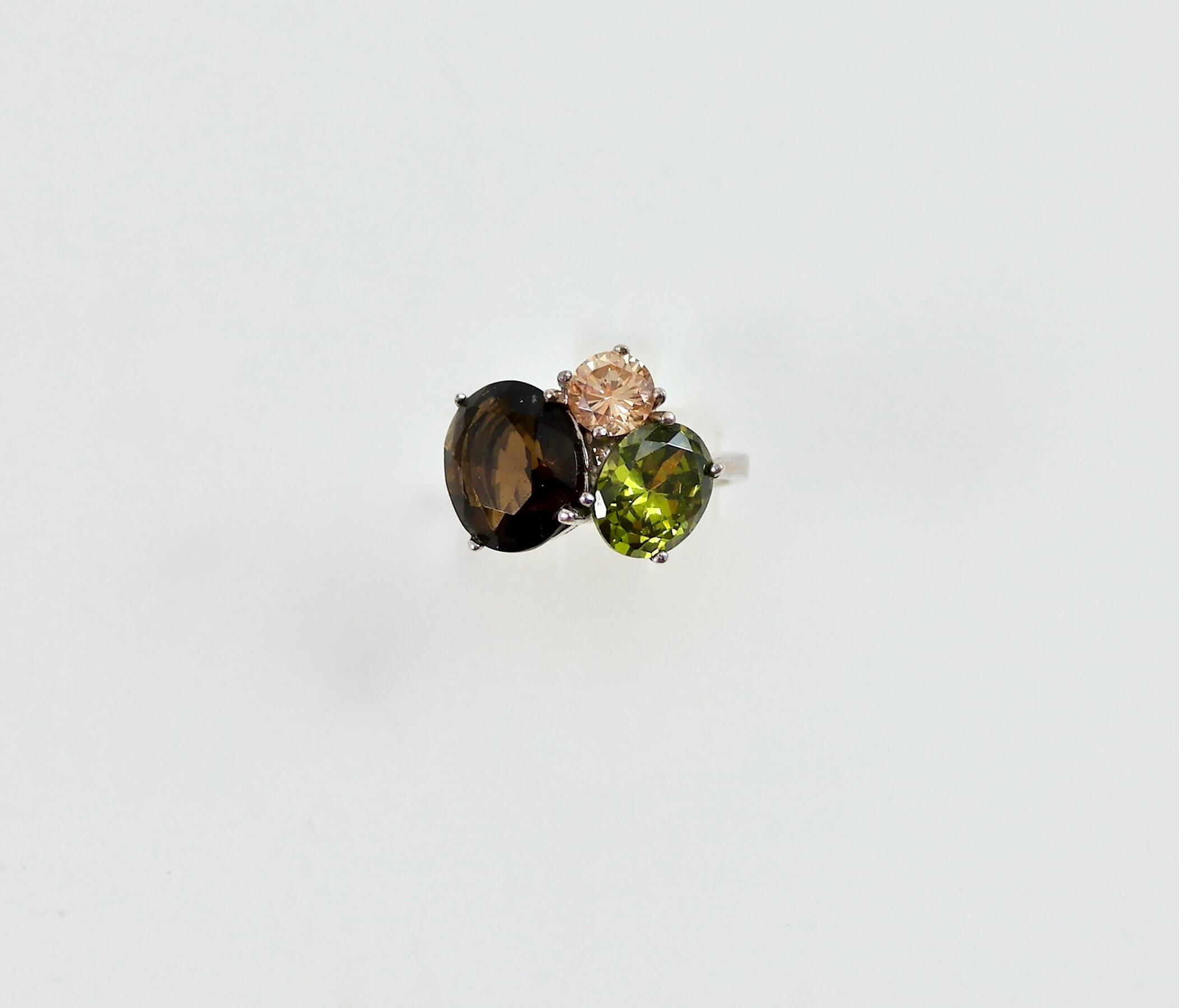 Anillo Herkimer Ahumado Engarzado En Plata 925 | Meses Sin Interés